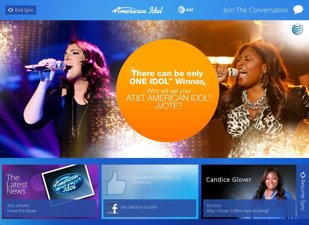 The end of show screen encouraging voting and displaying sponsorship.