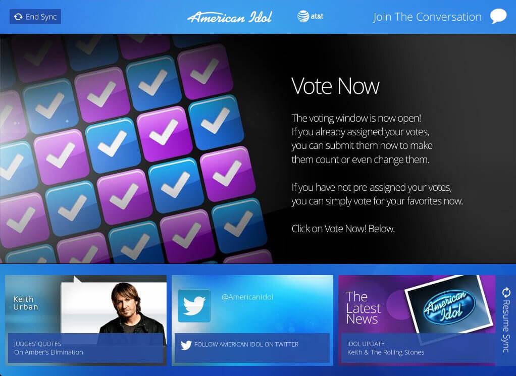 A vote now reminder screen encouraging users to participate in online voting.