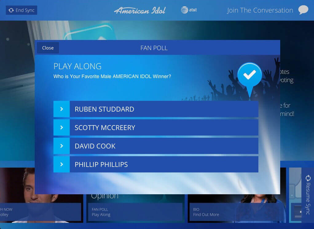 An example of a live fan poll broadcast during the show.